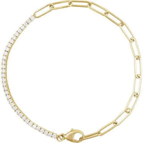 14K Gold 1 CTW Natural Diamond Line 7" Bracelet 14K Yellow Gold