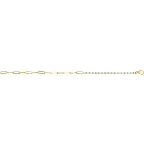 14K Gold 1 CTW Natural Diamond Line 7" Bracelet 14K Yellow Gold