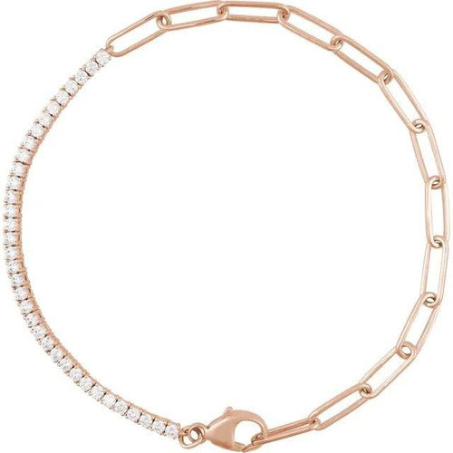 14K Gold 1 CTW Natural Diamond Line 7" Bracelet 14K Rose Gold