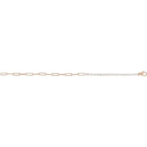 14K Gold 1 CTW Natural Diamond Line 7" Bracelet 14K Rose Gold