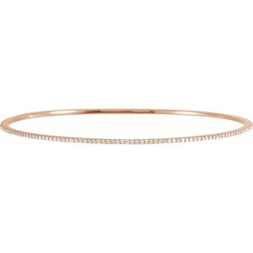 14K Gold 1 CTW Natural Diamond Stackable Bangle 8" Bracelet 14K Rose Gold