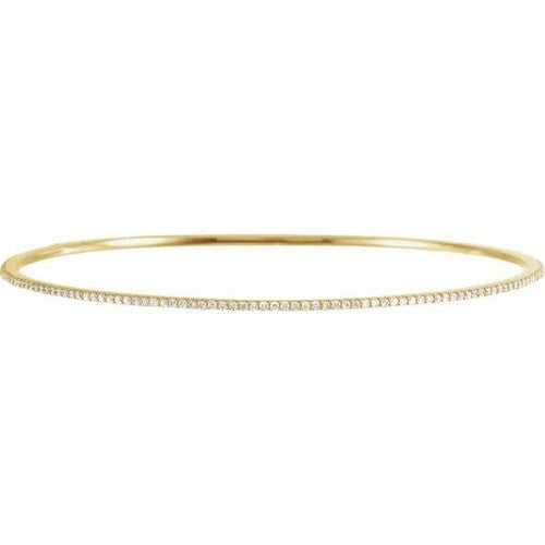14K Gold 1 CTW Natural Diamond Stackable Bangle 8" Bracelet 14K Yellow Gold