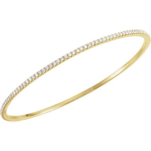 14K Gold 1 CTW Natural Diamond Stackable Bangle 8" Bracelet 14K Yellow Gold