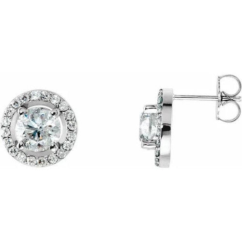14K Gold 2 1/3 CTW Diamond Halo-Style Earrings 14K White Gold