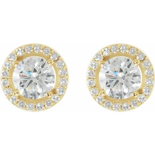 14K Gold 2 1/3 CTW Diamond Halo-Style Earrings 14K Yellow Gold
