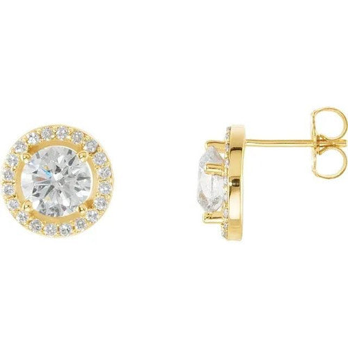 14K Gold 2 1/3 CTW Diamond Halo-Style Earrings 14K Yellow Gold