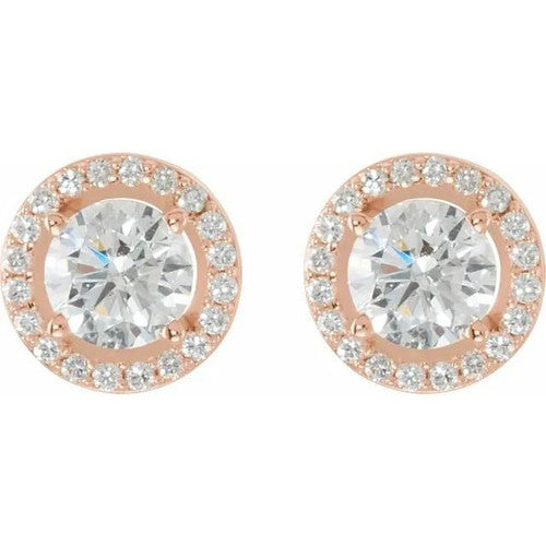 14K Gold 2 1/3 CTW Diamond Halo-Style Earrings 14K Rose Gold