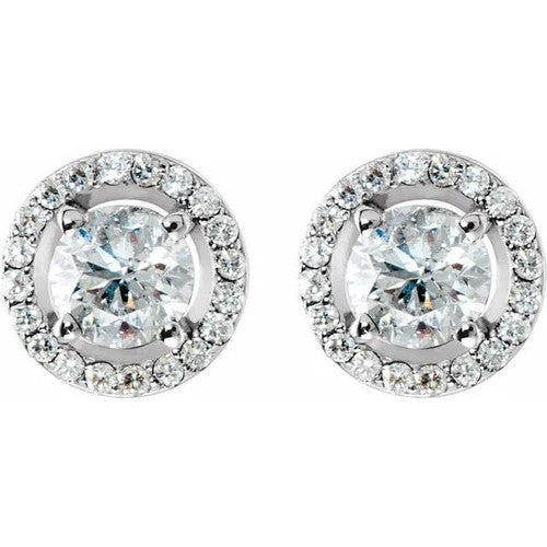 14K Gold 2 1/3 CTW Diamond Halo-Style Earrings 14K White Gold
