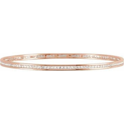 14K Gold 2 1/4 CTW Natural Diamond Stackable Bangle 8" Bracelet 14K Rose Gold