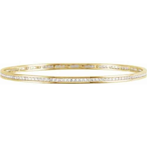 14K Gold 2 1/4 CTW Natural Diamond Stackable Bangle 8" Bracelet 14K Yellow Gold