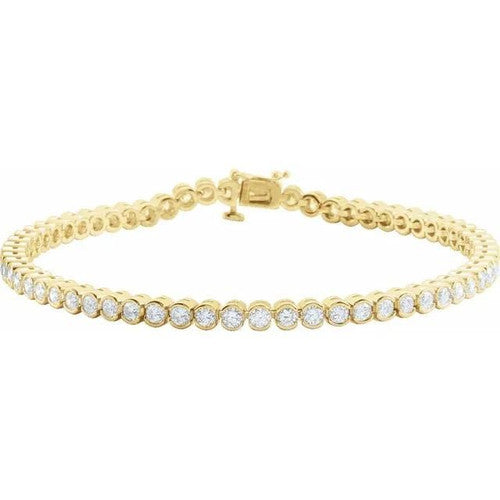 14K Gold 3 CTW Natural Diamond Line 7 1/4" Bracelet 14K Yellow Gold