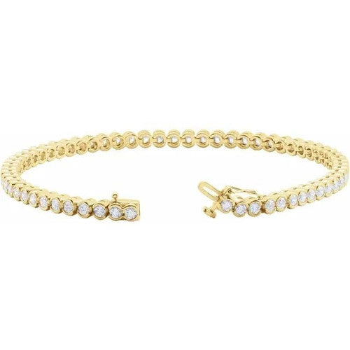 14K Gold 3 CTW Natural Diamond Line 7 1/4" Bracelet 14K Yellow Gold