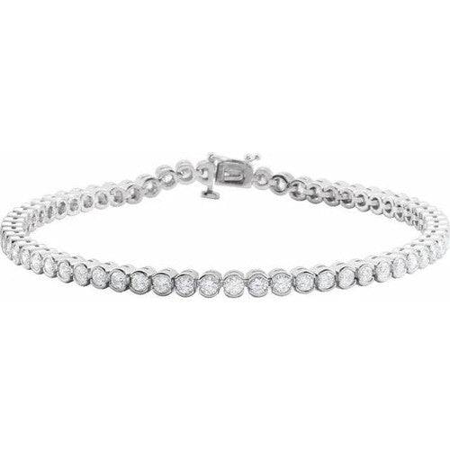 14K Gold 3 CTW Natural Diamond Line 7 1/4" Bracelet 14K White Gold