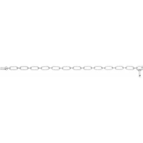 14K Gold 9/10 CTW Natural Diamond Link 7" Bracelet 14K White Gold