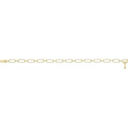 14K Gold 9/10 CTW Natural Diamond Link 7" Bracelet 14K Yellow Gold