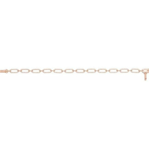 14K Gold 9/10 CTW Natural Diamond Link 7" Bracelet 14K Rose Gold