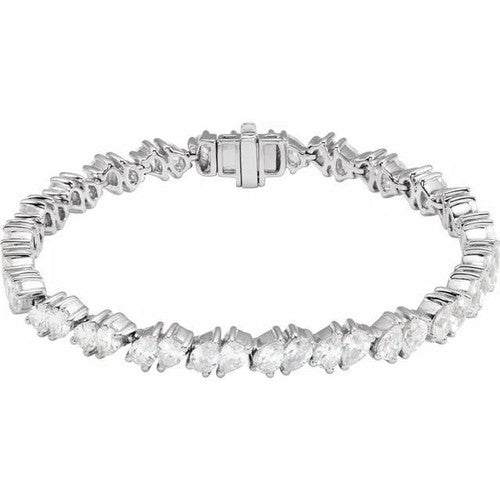 14K Gold 9 1/2 Lab-Grown Diamond Link 7" Bracelet 14K White Gold
