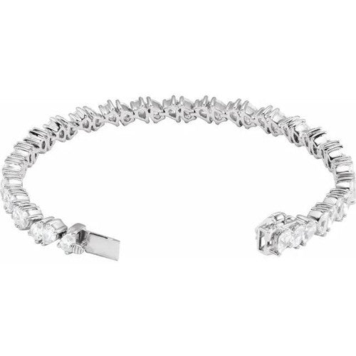 14K Gold 9 1/2 Lab-Grown Diamond Link 7" Bracelet 14K White Gold