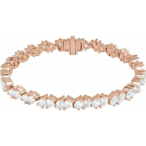 14K Gold 9 1/2 Lab-Grown Diamond Link 7" Bracelet 14K Rose Gold