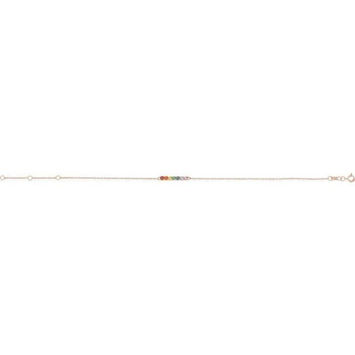 14K Gold Natural Multi-Gemstone Bar 6 1/2-7 1/2" Bracelet 14K Rose Gold