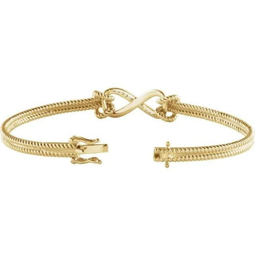 14K Gold 1/8 CTW Natural Diamond Bangle 7 1/2” Bracelet 14K Yellow Gold