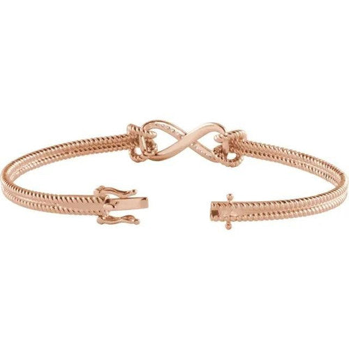 14K Gold 1/8 CTW Natural Diamond Bangle 7 1/2” Bracelet 14K Rose Gold