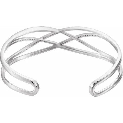 14K White 34 CTW Natural Diamond Criss-Cross Cuff 7 Bracelet 14K White Gold
