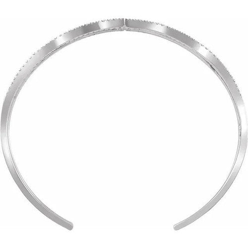14K White 3/4 CTW Natural Diamond Cuff 6" Bracelet 14K White Gold