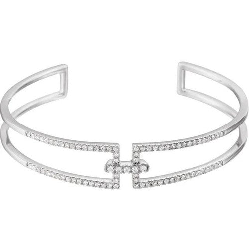 14K White 34 CTW Natural Diamond Cuff 6 Bracelet 14K White Gold