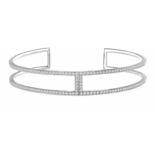 14K White 3/4 CTW Natural Diamond Cuff 6" Bracelet 14K White Gold