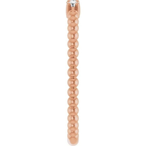 14K Gold 1/10 CTW Natural Diamond Beaded Ring 14K Rose Gold