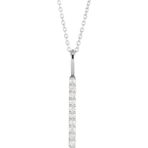 14K Gold 1/6 CTW Diamond Vertical Bar 16-18" Necklace 14K White Gold