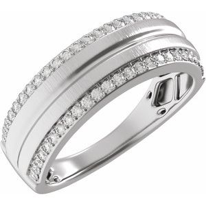 Matte - Declan - 14K White Gold 1/2 CTW Natural Diamond Tapered Comfort-Fit Half Round Band