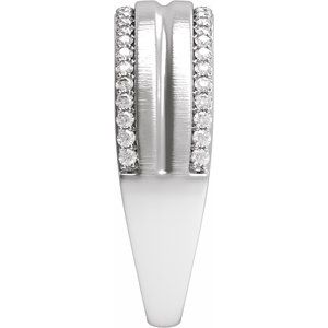 Matte - Declan - 14K White Gold 1/2 CTW Natural Diamond Tapered Comfort-Fit Half Round Band