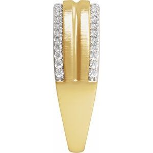 Matte - Declan - Rhodium-Plated 14K Yellow Gold 1/2 CTW Natural Diamond Tapered Comfort-Fit Half Round Band