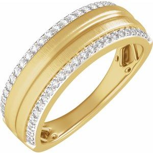 Matte - Declan - Rhodium-Plated 14K Yellow Gold 1/2 CTW Lab-Grown Diamond Tapered Comfort-Fit Half Round Band