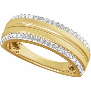 Matte - Declan - Rhodium-Plated 14K Yellow Gold 1/2 CTW Lab-Grown Diamond Tapered Comfort-Fit Half Round Band
