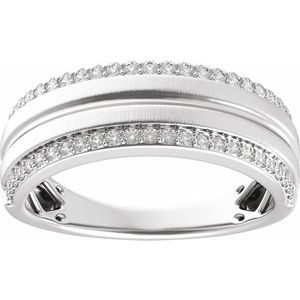 Matte - Declan - 14K White Gold 1/2 CTW Lab-Grown Diamond Tapered Comfort-Fit Half Round Band