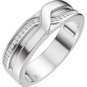 Curved - Natalia - Platinum 1/8 CTW Lab-Grown Diamond Band