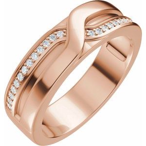 Curved - Natalia - 14K Rose Gold 1/8 CTW Natural Diamond Band