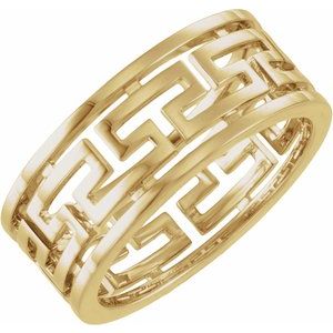 Plain - Rose - 14K Yellow Gold Pierced Greek Key Band