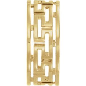 Plain - Rose - 14K Yellow Gold Pierced Greek Key Band