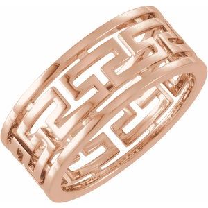 Plain - Rose - 14K Rose Gold Pierced Greek Key Band
