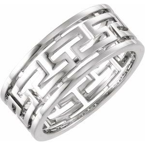 Plain - Rose - 14K White Gold Pierced Greek Key Band