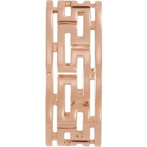 Plain - Rose - 14K Rose Gold Pierced Greek Key Band