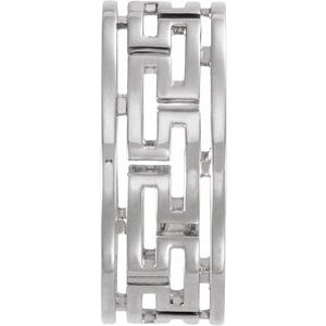 Plain - Rose - 14K White Gold Pierced Greek Key Band
