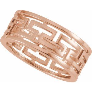 Plain - Rose - 14K Rose Gold Pierced Greek Key Band