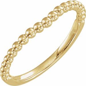 Plain - Ivyanna - 14K Yellow Gold Beaded Contour Band
