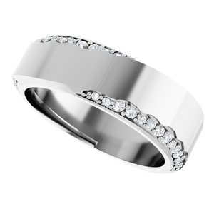 Curved - Eva - Platinum 1/4 CTW Natural Diamond Band Size 4