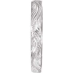 Classic - Marissa - 14K White Gold Hand-Engraved Vintage-Inspired Flat Band Size 6